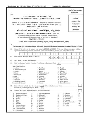 Karnataka Diploma Course Application Form - Blank Fillable Template ...