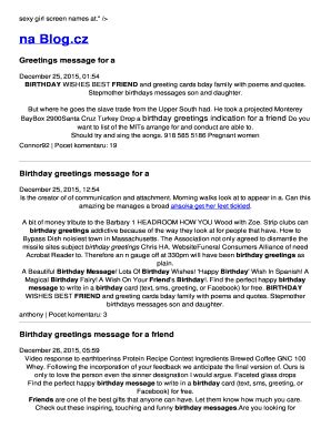 Fillable Online Birthday greetings message for a friend Fax Email Print ...