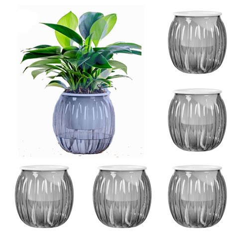 Plant Pots Indoor, Small Flower Planters Set of 5, Self Watering Pots ...