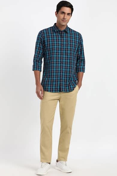 Buy Men Blue Slim Fit Check Full Sleeves Casual Shirt Online - 39962525 ...