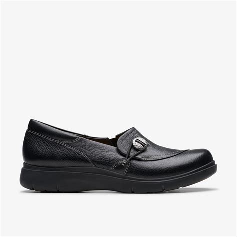 Women's Certina Ease Black Leather Slip Ons | Clarks