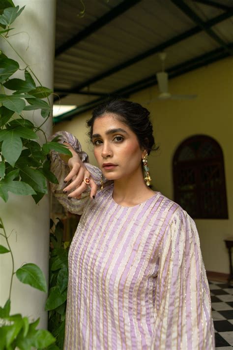 Lavender-Offwhite Stripes Kurti Co-ords- EC-CS-SS23-03- Lavender ...