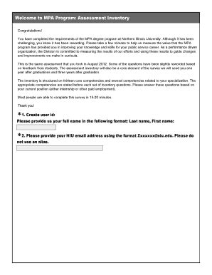 Fillable Online mpa niu Welcome to MPA Program Assessment Inventory Fax ...