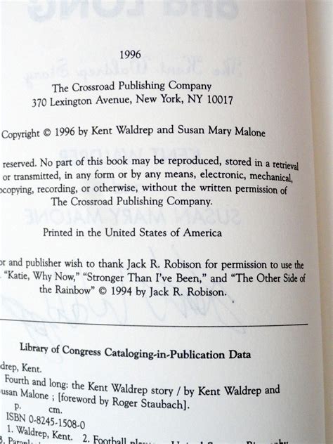 Fourth and Long : The Kent Waldrop Story by Susan Malone and Kent ...