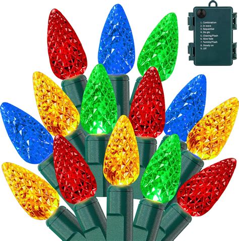 OULISI 50 LED C6 LED Christmas Lights 16.4Ft C6 Christmas Lights ...