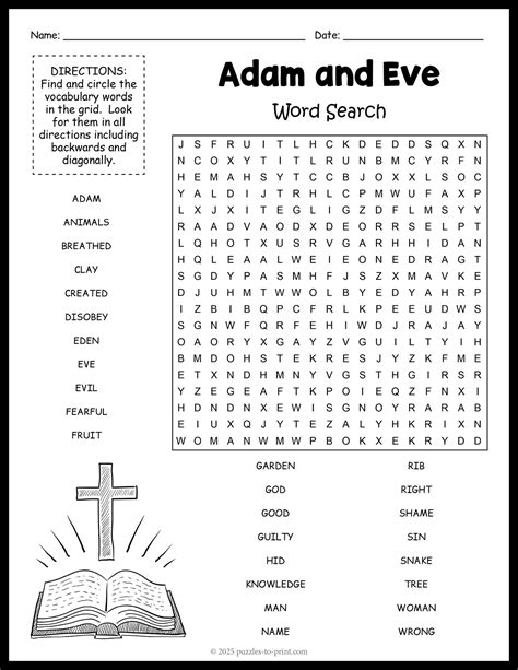 Adam and Eve Word Search