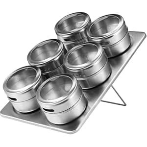 Buy PRISO 6 Pcs Magnetic Stainless Steel Spice Storage Rack Masala ...