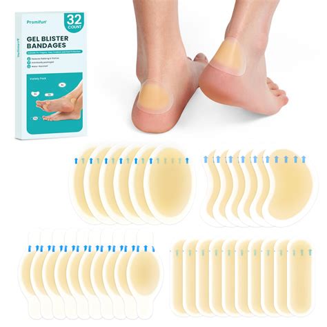 Hydrocolloid Gel Blister Bandages Pads - (Variety Pack) Promifun 32ct Waterproof Adhesive ...