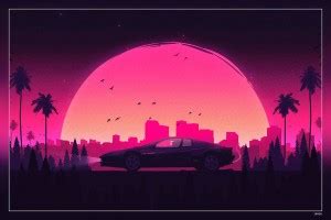 Retrowave Neon Cars Hd Matte Finish Poster P-14826 Paper Print ...
