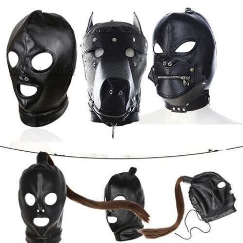 Dog Hood Mask Bondage BDSM Open Mouth Eye Restraint Role-Play Costume ...