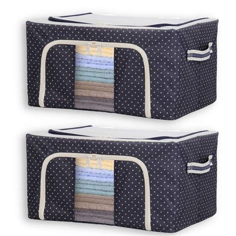 PRISMOSIS RETAIL Steel frame Double Opening Zipped Clothes Storage Bag ...