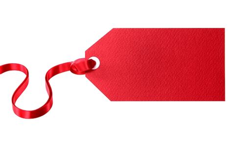 Red gift tag tied with red ribbon isolated on white | Free Photo