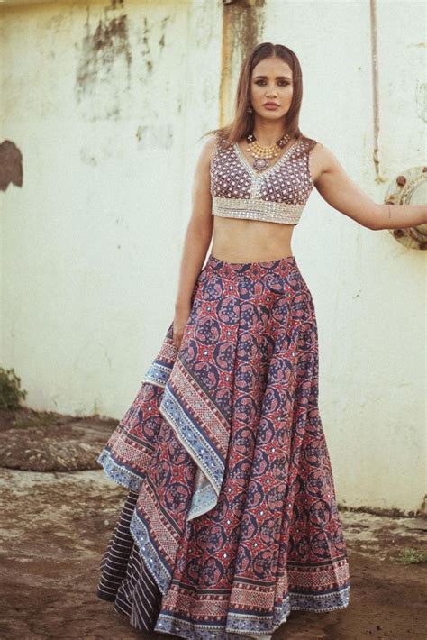 Buy Midnight Blue Draped Asymmetrical Lehenga | Aditi Gupta