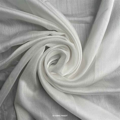 White Dyeable Pure Bemberg Fine Muslin Silk Plain Fabric (Width 44 inc ...