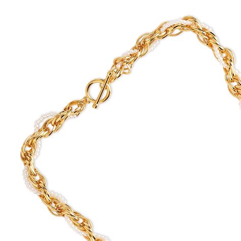 Buy Golden Z Faux Pearl & Rope Chain Necklace - Accessorize India