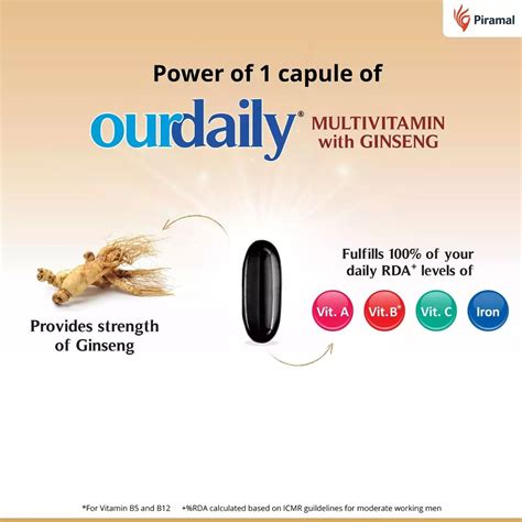 Ourdaily Multivitamin with Ginseng, 10 Capsules Price, Uses, Side ...
