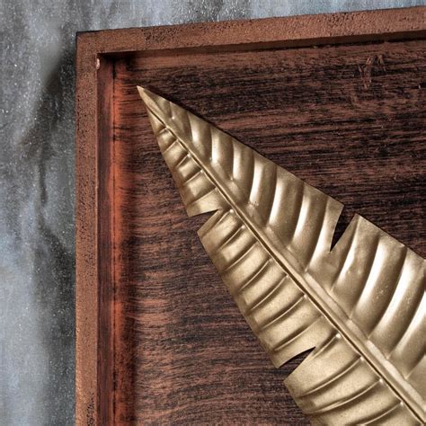 Buy VEDAS Metal and Wood Willow Leaf Framed Wall Art from Vedas at just ...