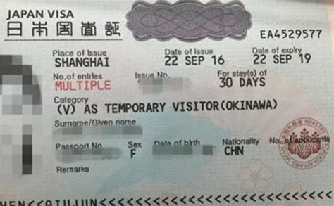 韩国签证样本及解释说明