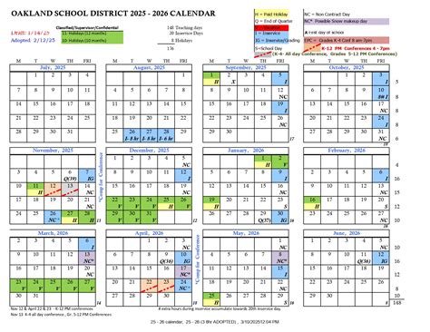 OAKLAND SCHOOL DISTRICT OR Calendar 25-26 Revised [PDF] - EduCounty