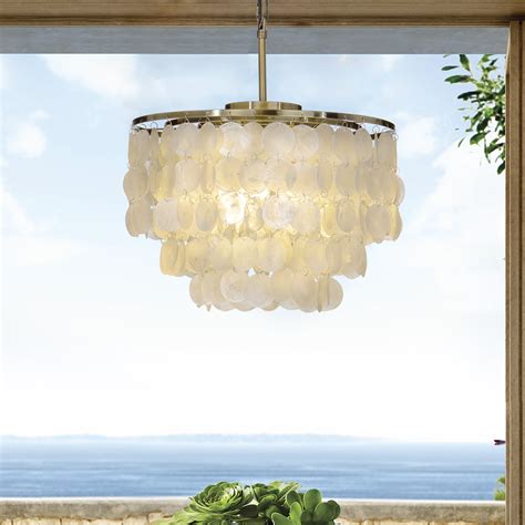 Dakota Fields Chyrl 3 - Light Coastal Natural Capiz Shell Tiered ...
