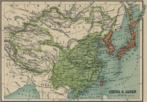 Map of Korea, China & Japan in 1913