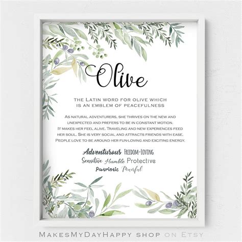 Olive Name Meaning,personalized Gift,greenery Nursery,sign Name Wall ...