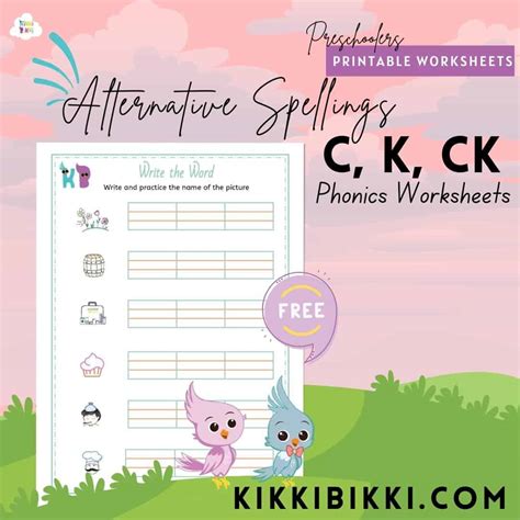 Learn to Spell c, k, ck Words - KikkiBikki - Kindergarten Worksheets