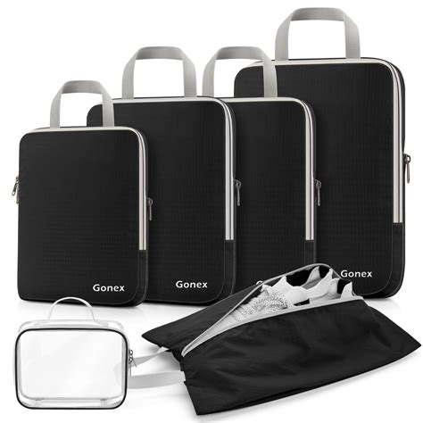 Gonex 6 Set Compression Packing Cubes Expandable Travel Luggage ...