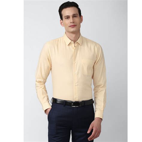 Buy Peter England Men Slim Fit Cream Check Men Formal Shirt 39 Online ...