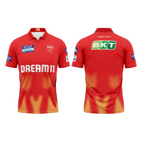 Next Print Customised Ipl Punjab Kings Printed Polo Collar Jersey