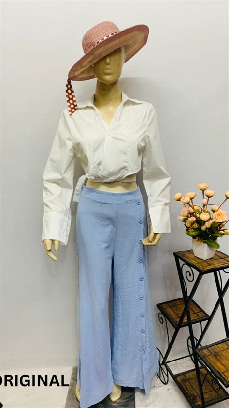 Crop Shirt And Wide Pant Co- Ord Set FC1155 – Fashion Cloud