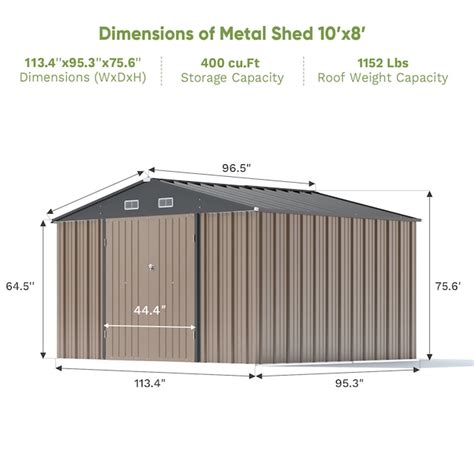 Patiowell 10-ft x 8-ft Galvanized steel Metal Storage Shed in the Metal ...