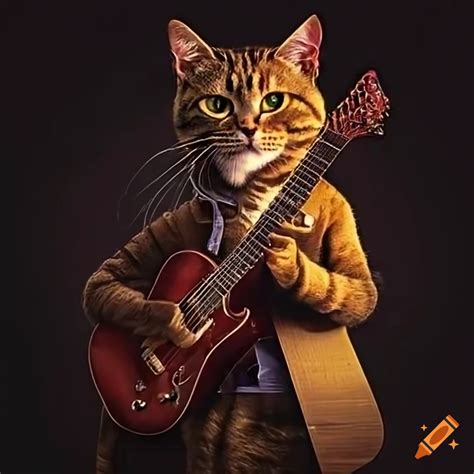 Guitar-playing cat on Craiyon