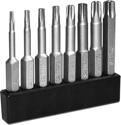Kit de 9 Puntas Torx de Seguridad (T10, 15, 20, 25, 27, 30, 40, 45, 50) con Estuche: Bits de ...