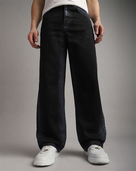 Buy Men's Black Washed Baggy Relaxed Fit Jeans Online in India at Bewakoof