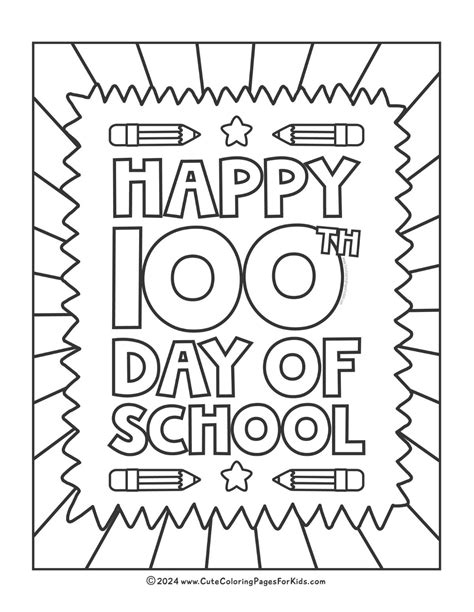 100th Coloring School 100 Days Preschool Sheet Freebie Math Board ...