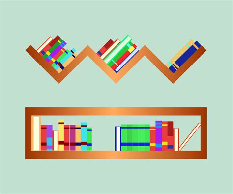 Bookshelf for wall decoration vector illustration, book rack minimalist ...