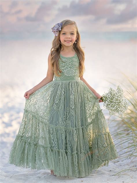 Lace Floor-length Green Dress (2003227904) in 2025 | Toddler flower ...