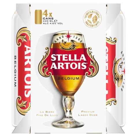 Stella Artois Belgium Premium Lager Beer 4 x 440ml - One Stop