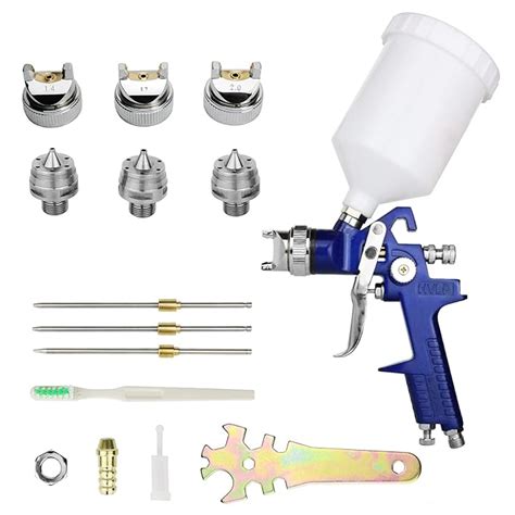 Hotorda HVLP Spray Gun with 3 Nozzles 1.4mm 1.7mm 2.0mm Air Paint Gun ...
