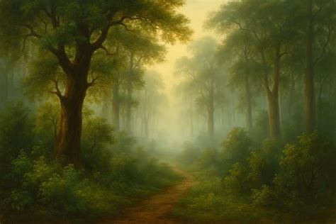 Misty Forest Canvas Painting – Serene Nature Wall Art | ArtFactory