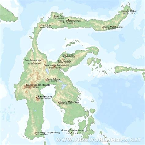 Sulawesi map (fomerly Celebes)