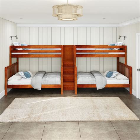 Classic Quad Bunk Bed with Stairs | Bunk beds with stairs, Queen bunk beds, Bunk bed rooms