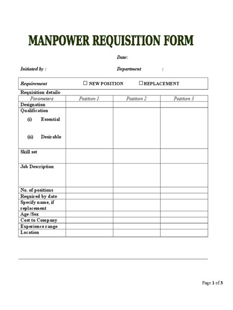 Image result for Manpower Requisition Form