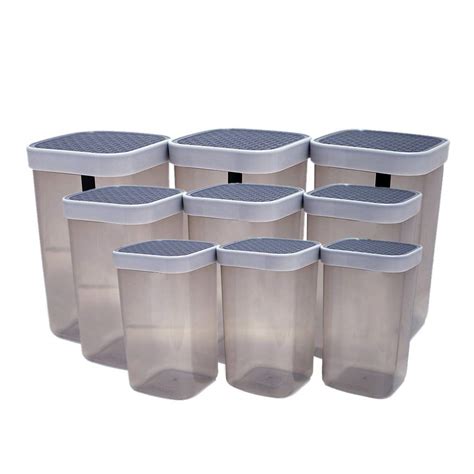 Buy Nayasa SKU-NAYASA-22 Plastic Container - 1000ml, 9-Pieces, Grey ...