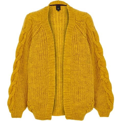 Mustard yellow chunky cable knit cardigan | Mustard yellow cardigan ...