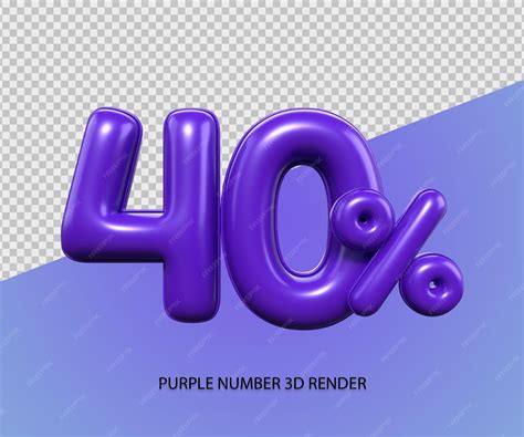 Premium PSD | 3d render number 40 percentage plastic purple discount