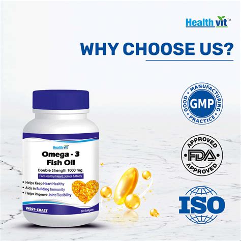 Buy HEALTHVIT OMEGA-3 FISH OIL 1000MG DOUBLE STRENGTH 160MG EPA 120MG ...