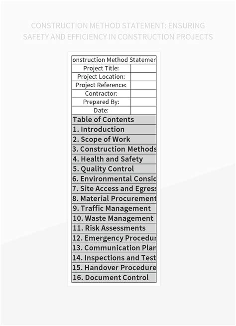 Image result for Method Statement Example Word Template