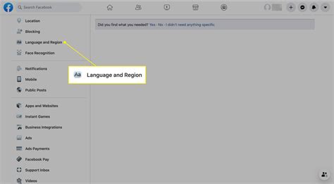 Facebook Language Region Setting 的图像结果